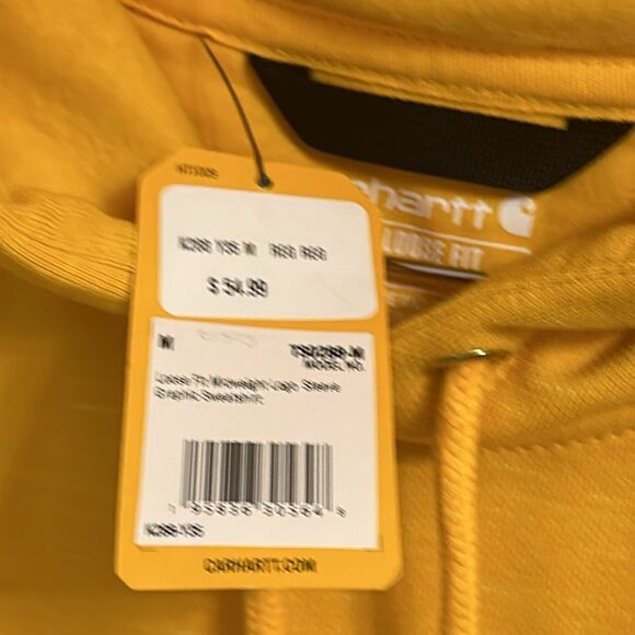 Carhartt Men's Loose Fit‎ Logo Sleeve Graphic Sweatshirt yellow size Medium NWT - Picture 3 of 7